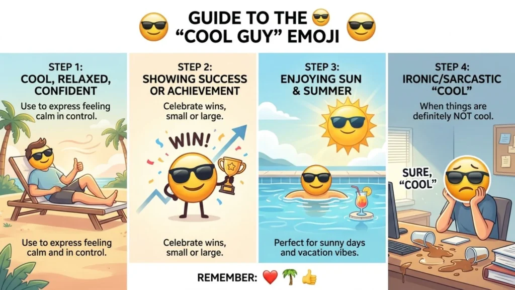 How to use Cool Guy Emoji emojis