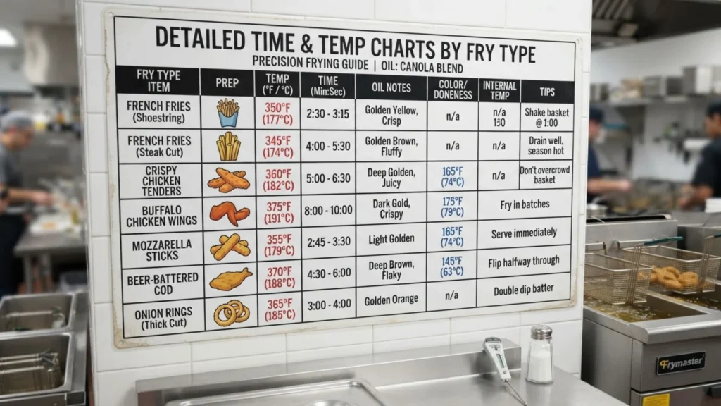 Detailed Time & Temp Charts by Fry Type