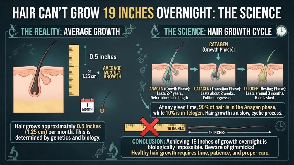 Why Hair Can't Grow 19 Inches Overnight (The Science)