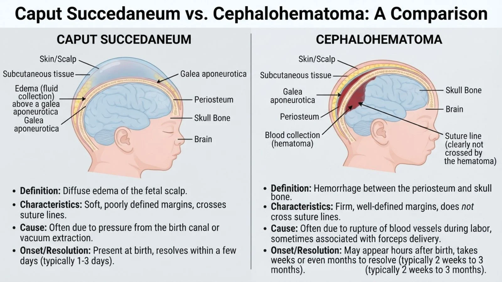 Caput vs Cephalohematoma