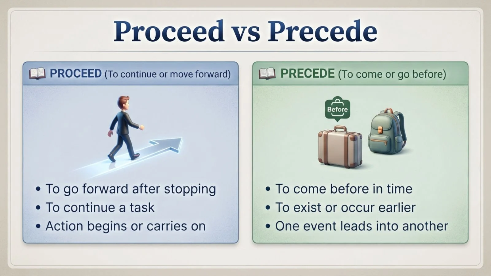 Proceed vs Precede